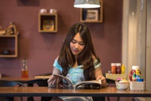 woman reading a book